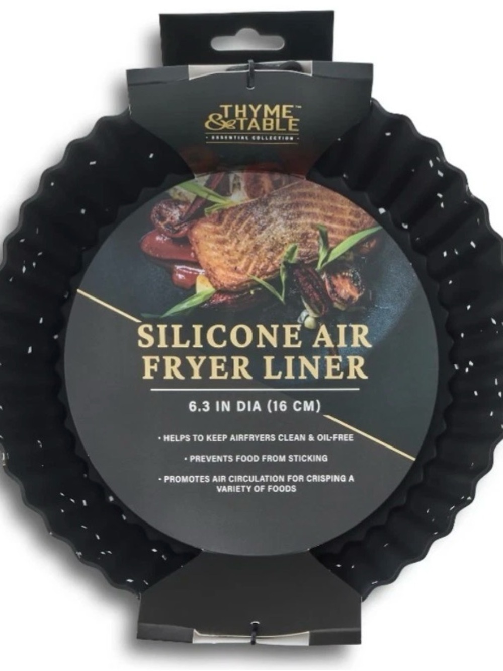 Black Silicone Air Fryer Liner - 6.3 in